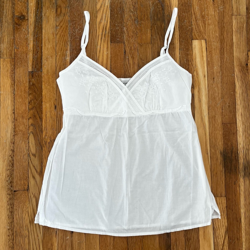 Y2K Esprit White Embroidered Babydoll Camisole